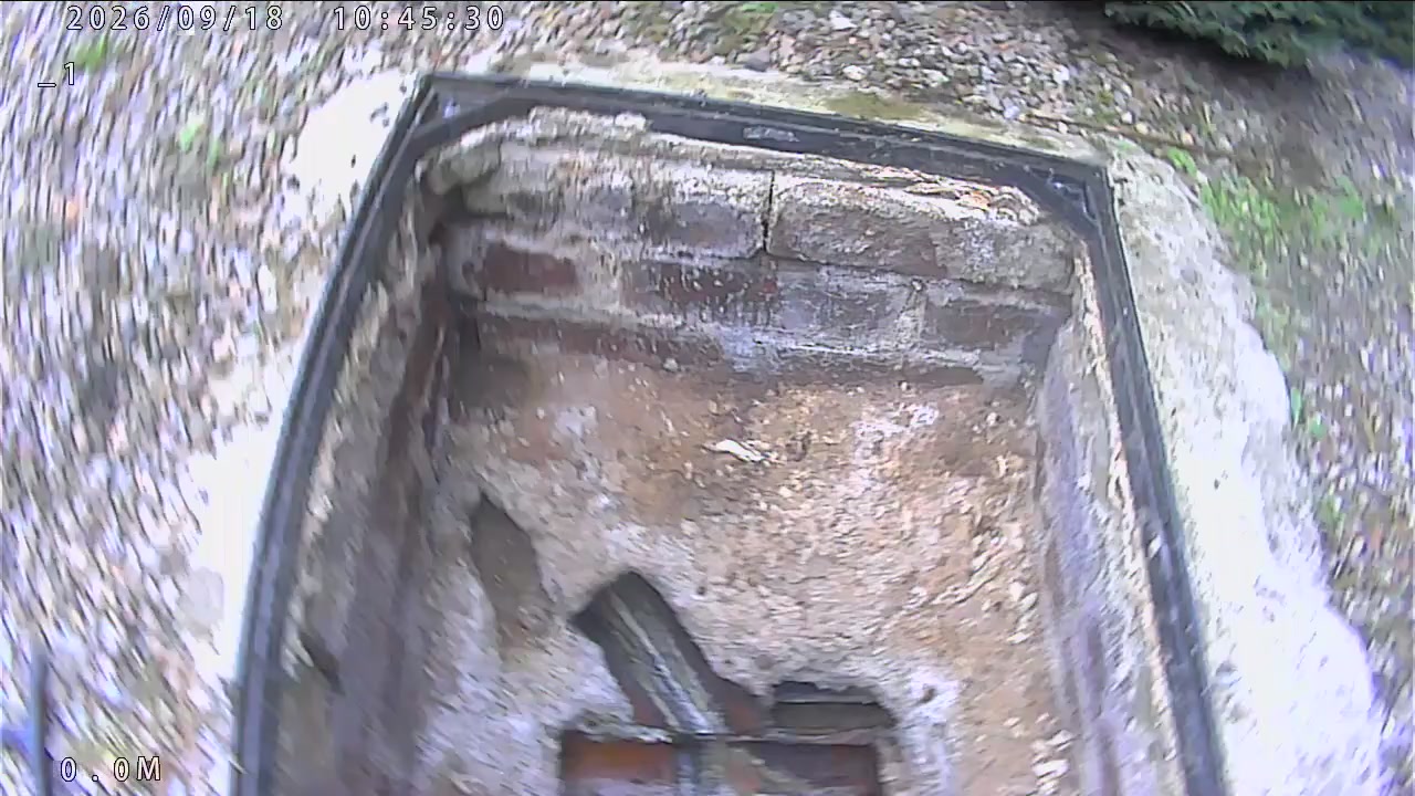 CCTV still looking upstream inside a domestic drain pipe